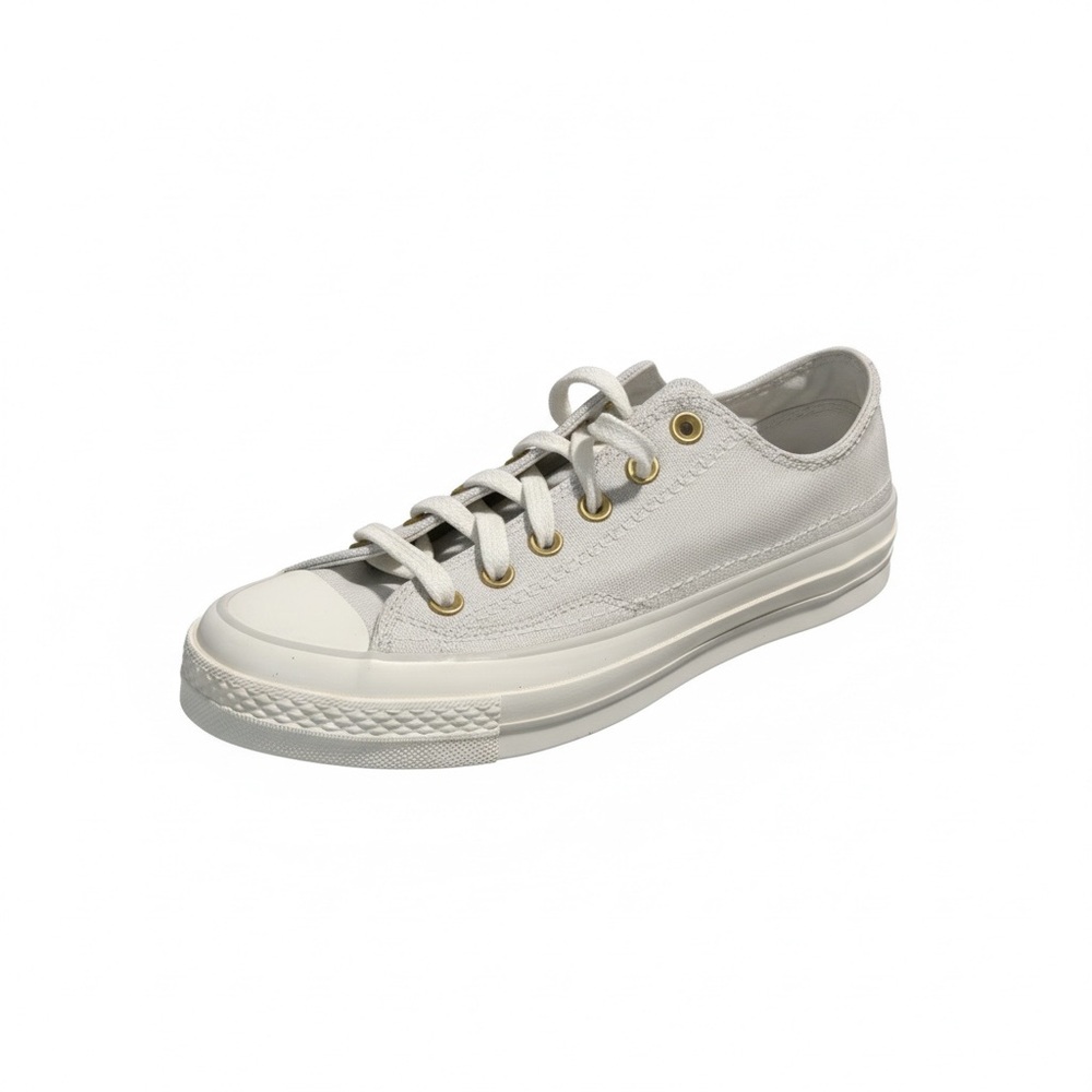 Converse Low-Top Platform Sneaker in Light Gray with Pink & Gold Accent, NEW